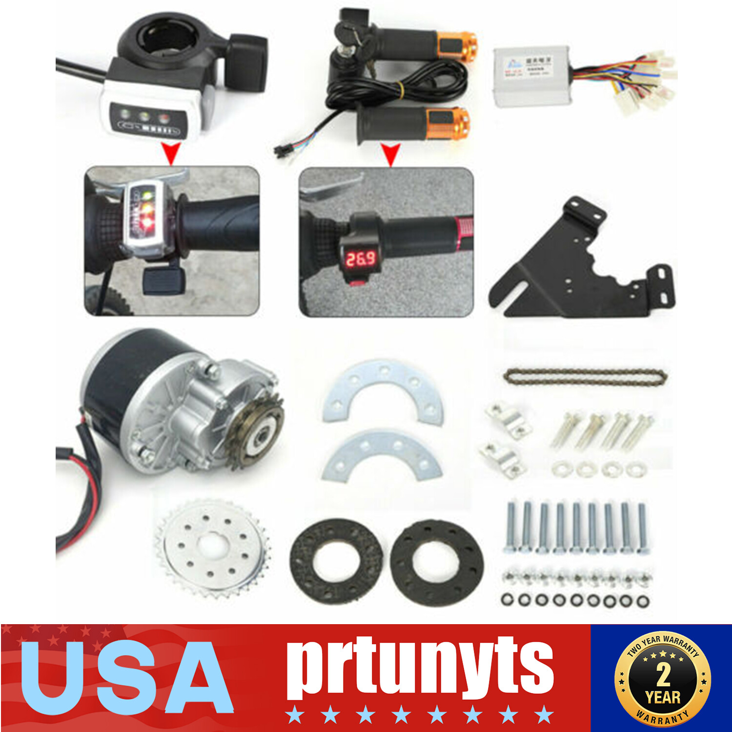 E-Bike Brush Motor Kit Electric Mountain Bike E-Bicycle Conversion Kit 36V 350W