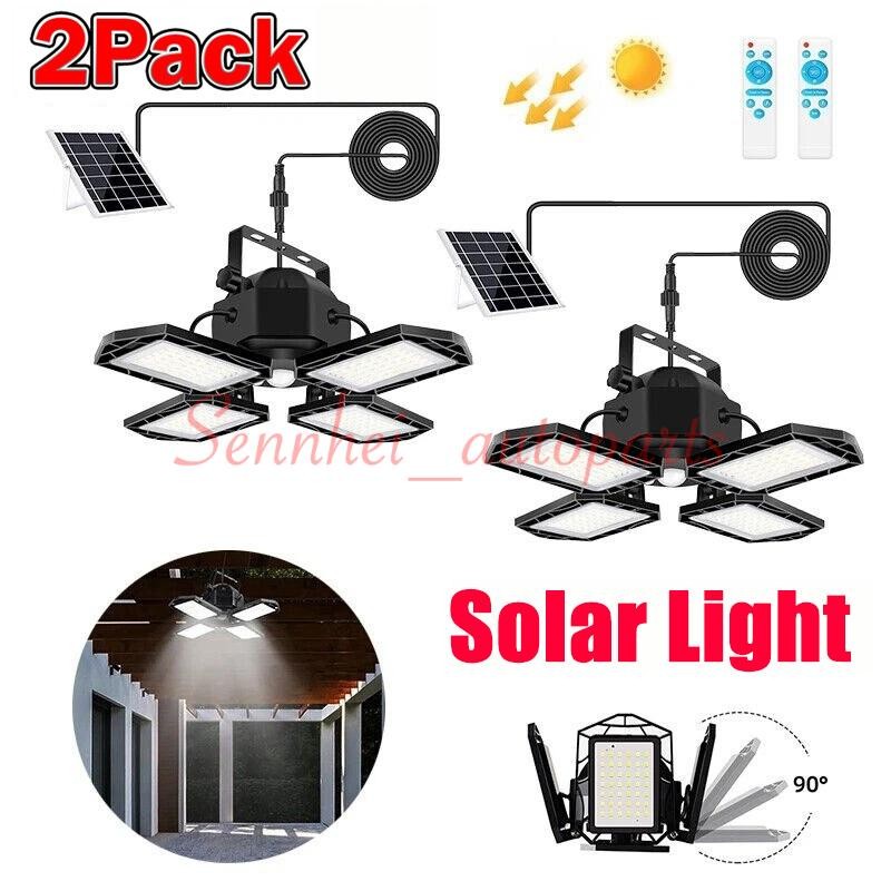 2PCS Solar Pendant Light Outdoor Indoor Solar Powered Motion Sensor Shed Light