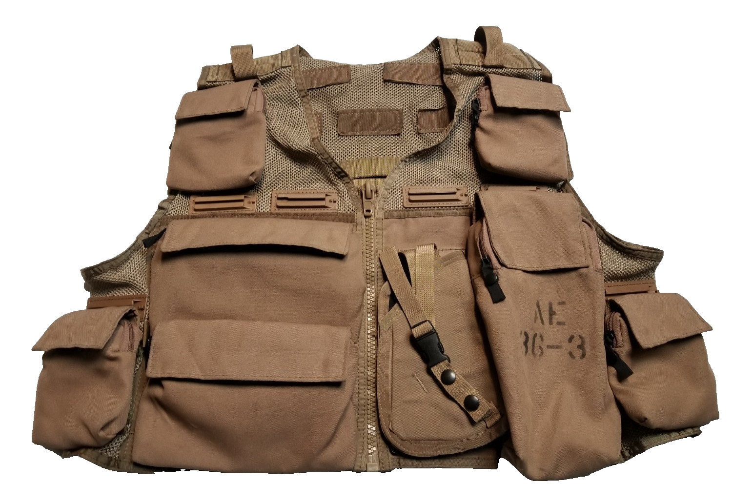 US Military Pilots Survival Vest w/ Snap Track Chest Rig w/ 9 Pouches COYOTE EXC