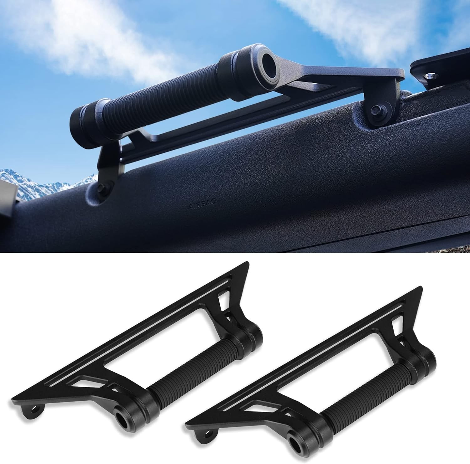Updated Aluminum Grab Handles Compatible with Ford Front seat (2 Pack), Black