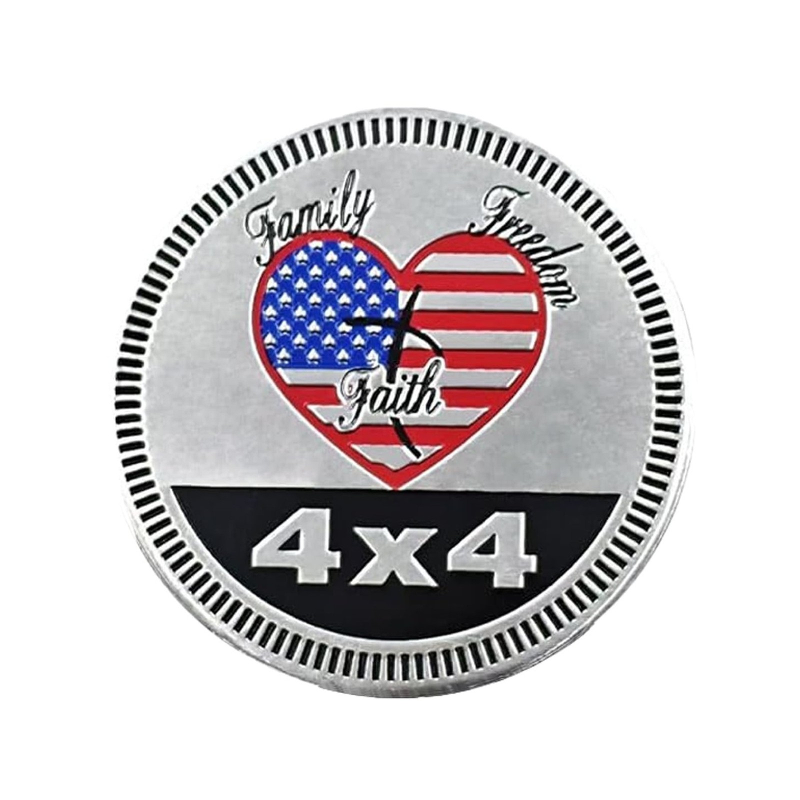 Heart Badge Rated Car Emblem, 4 x 4 Metal Automotive Badge, 3D Round Car Stic...