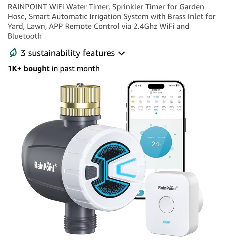 RAINPOINT WiFi Water Timer, Sprinkler Timer for Garden Hose, Smart Automatic ...
