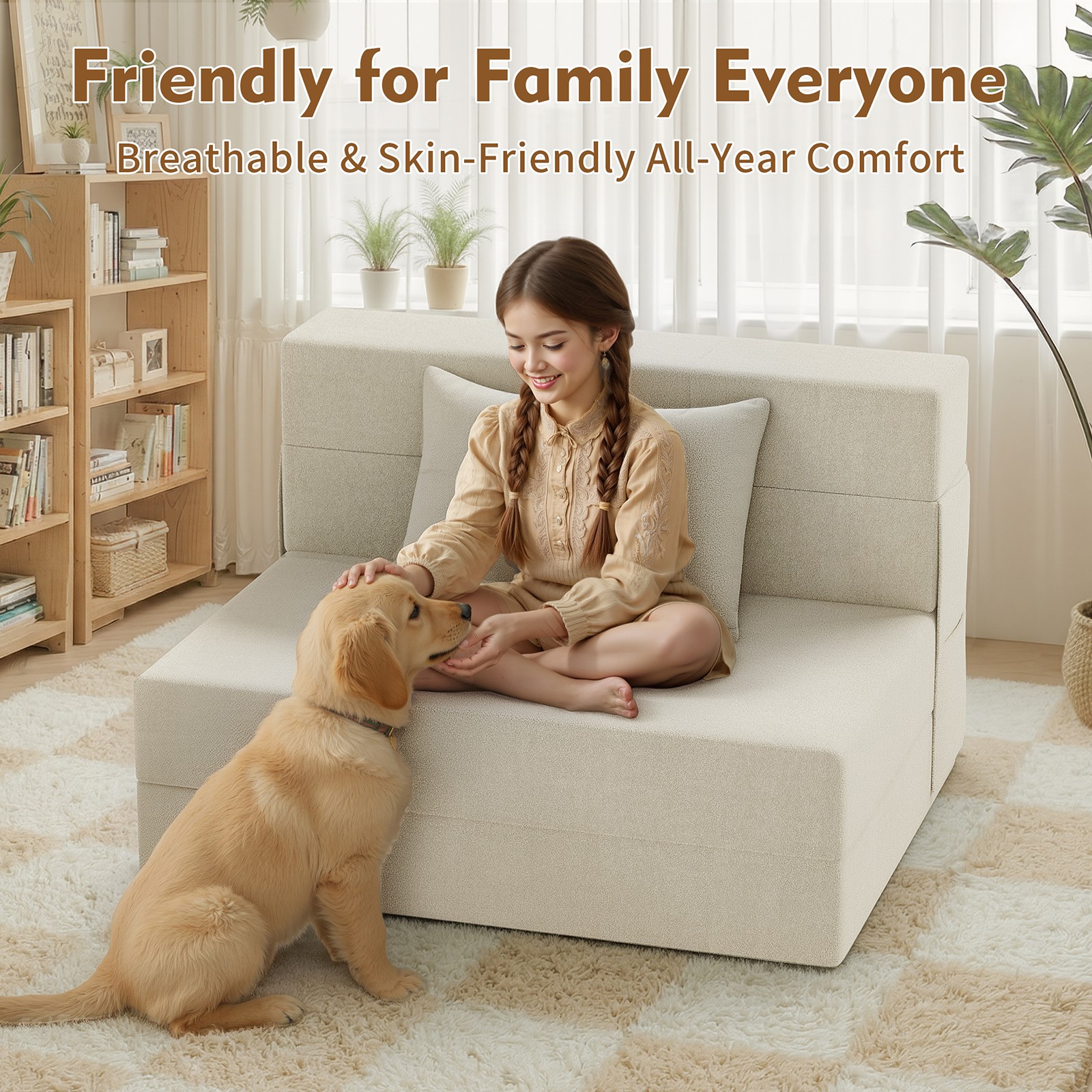 Convertible Folding Sofa Bed Folding Couch Floor Sofa Pillow Soft 39''
