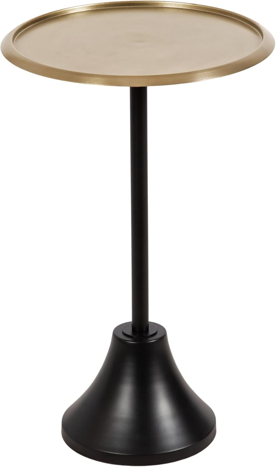 Sanzo Modern Pedestal round Side Table, 15 X 15 X 24, Antique Brass and Black, C