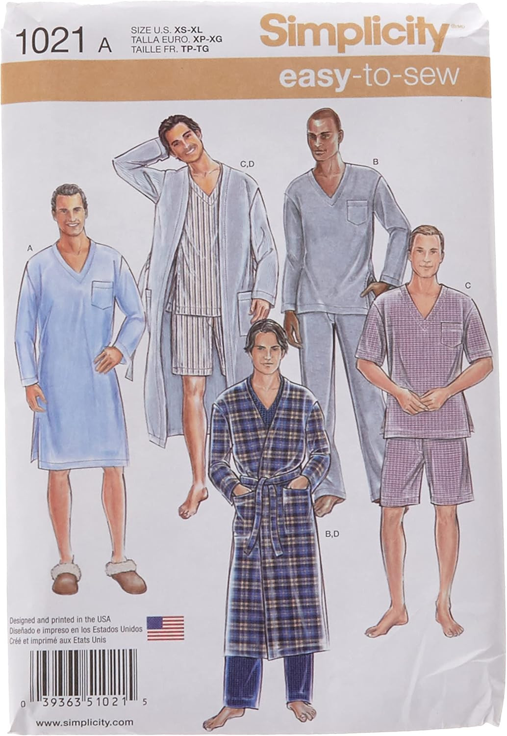 Easy to Sew Classic Men'S Robe and Pajama Sewing Patterns, Sizes XS-XL