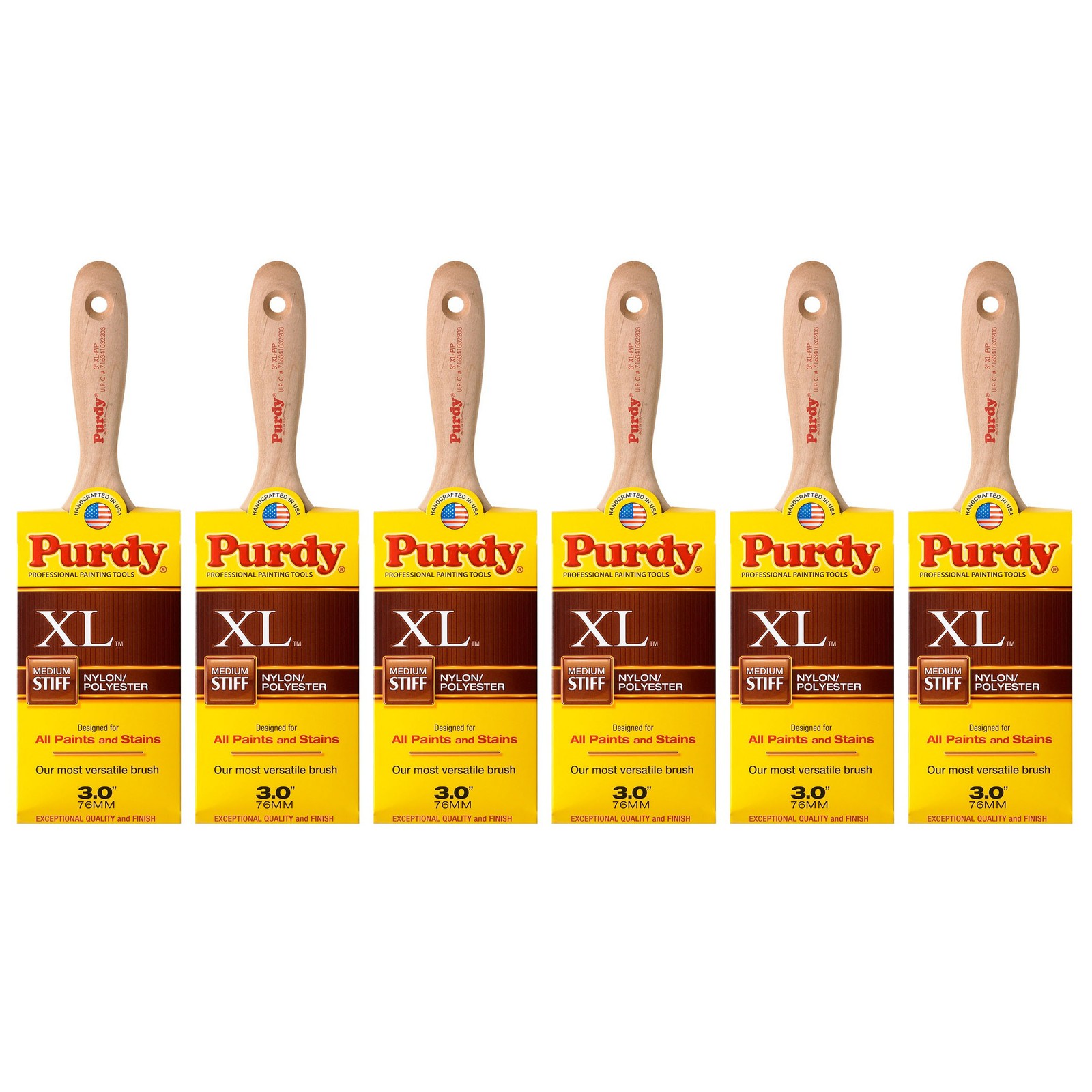 Genuine Purdy 6 Pack XL Pip Flat 3" Paint Brushes 144324330-6PK