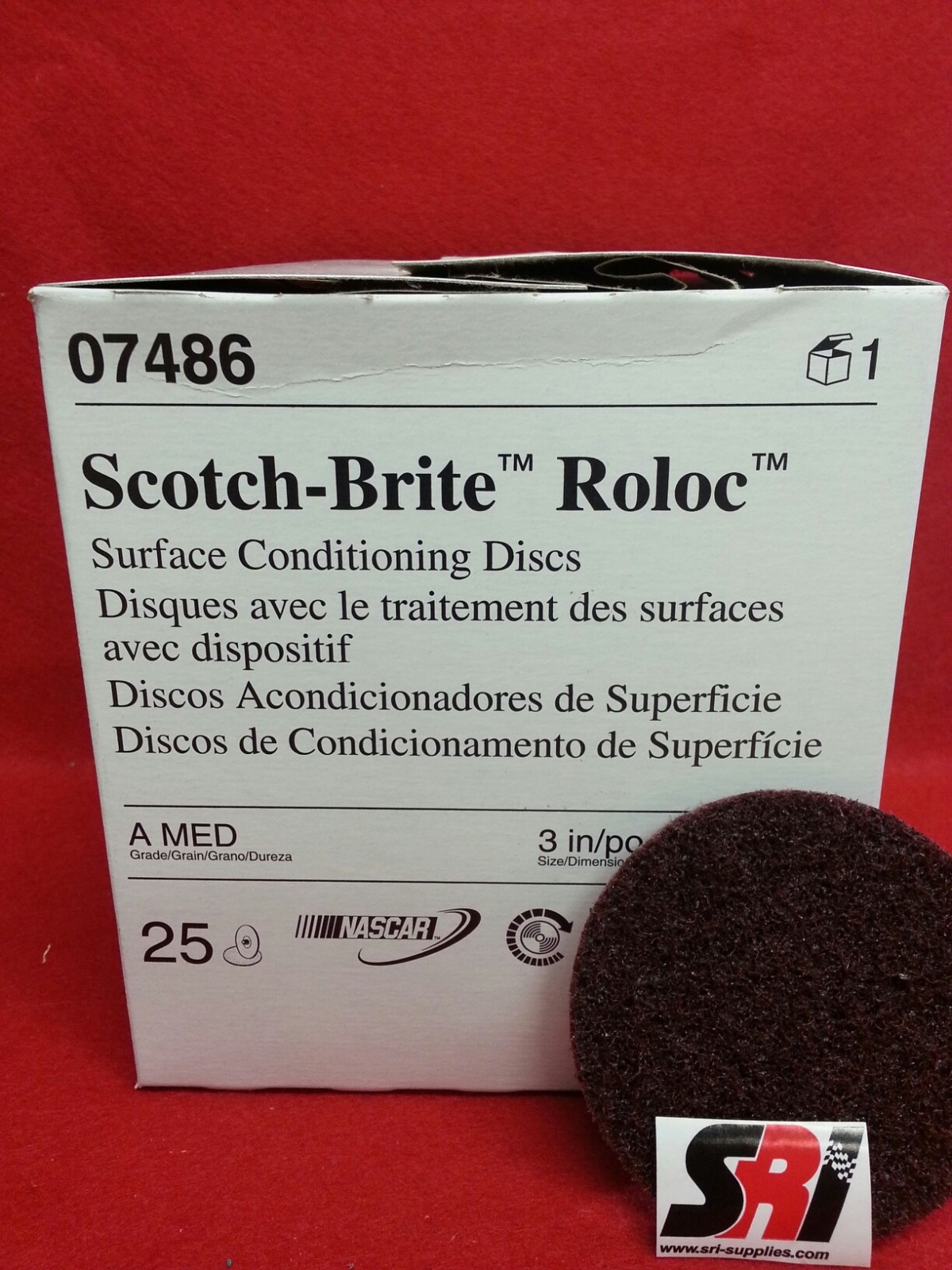 3M Scotch-Brite Roloc Surface Cond. Disc, 3", 07486 MED