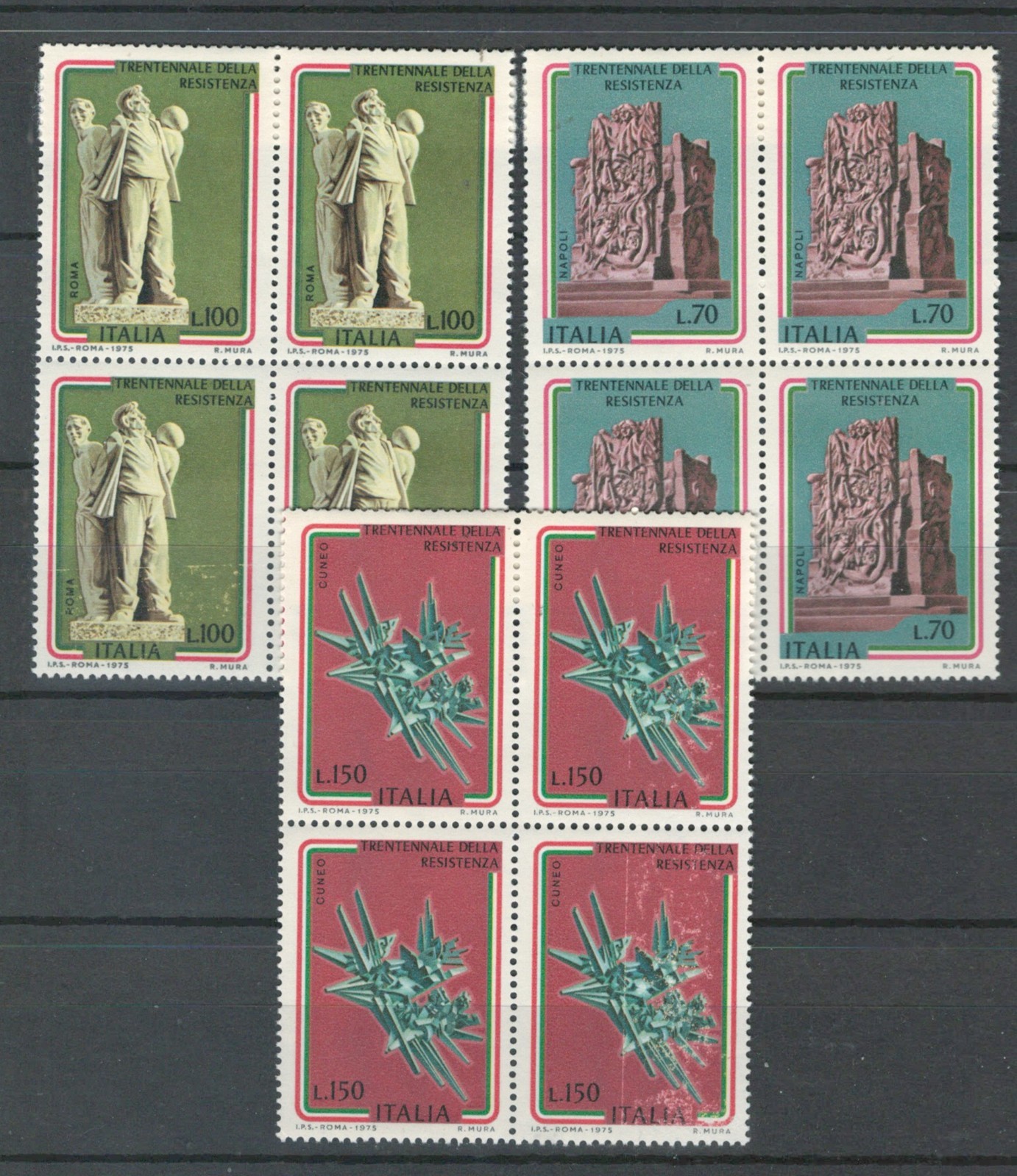 ITALY EUROPE 30TH ANNIVERSARY OF RESISTANCE  X 4 MNH SET STAMPS LOT (ITALI 435)