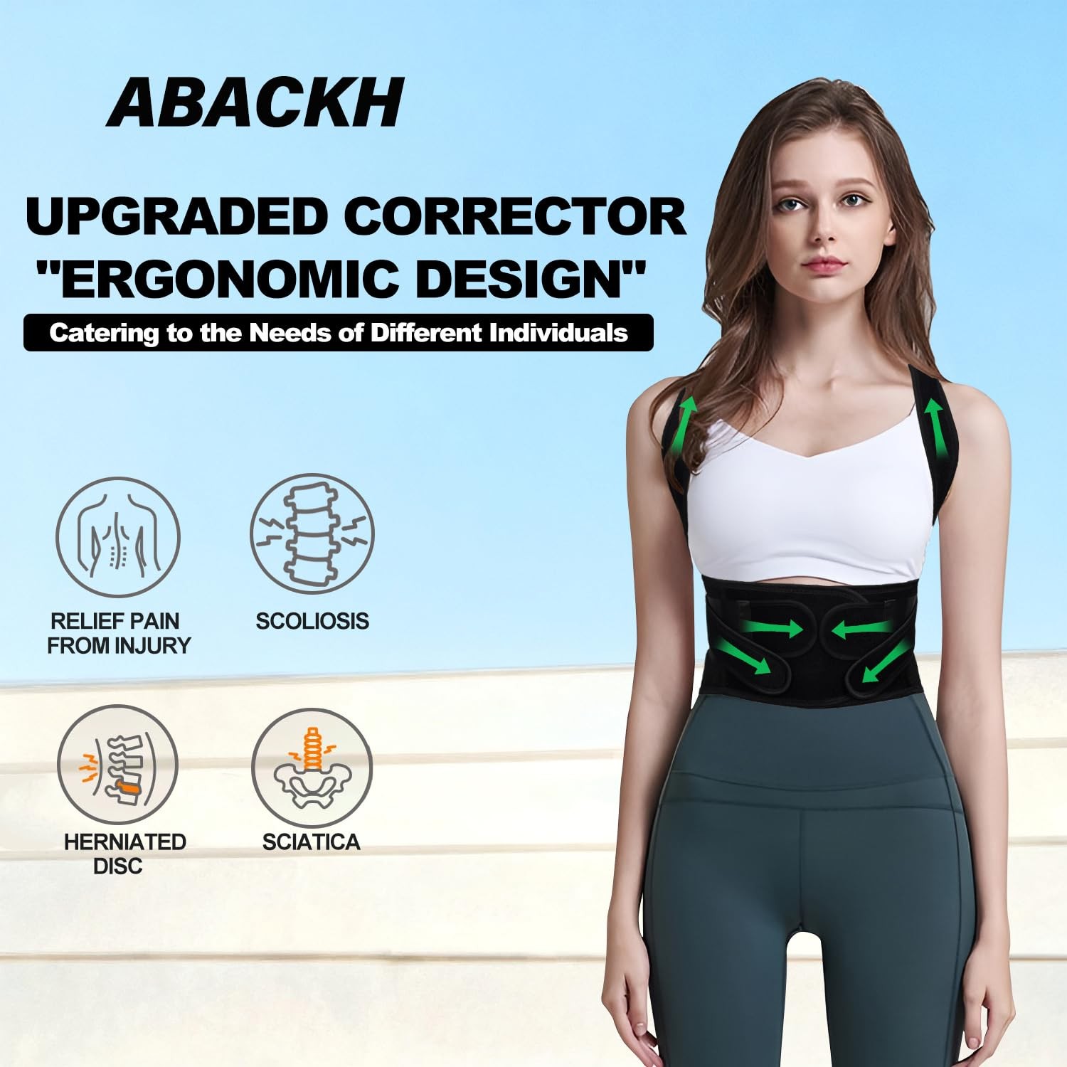 Upgraded Back Brace Posture Corrector for and Men - Adjustable Back Brace wit...