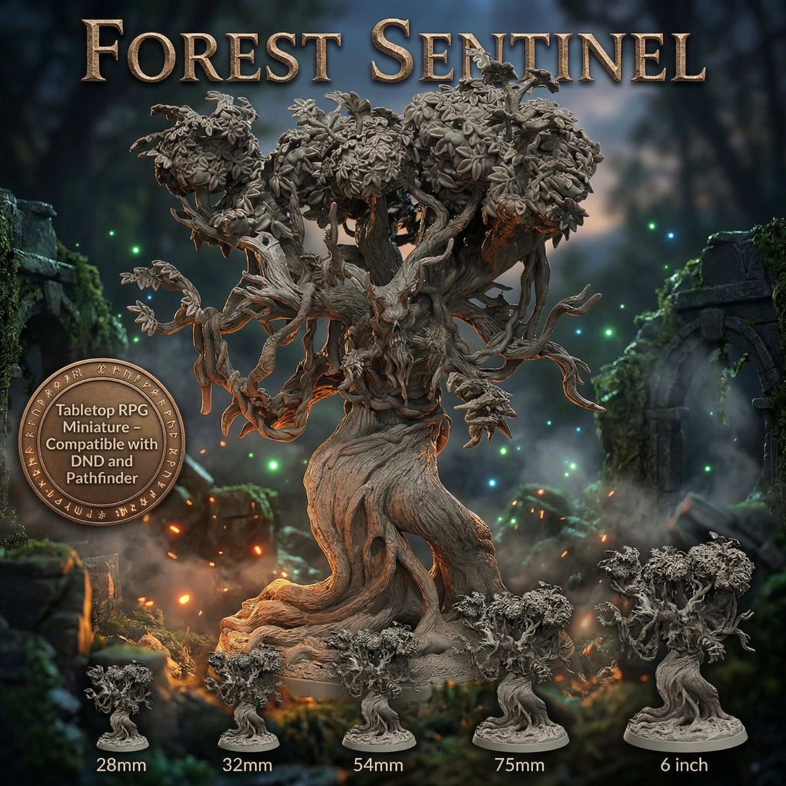 Forest Sentinel Miniature Treant DND Nature Guardian RPG Figure Pathfinder Resin