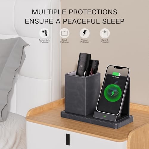 Multi-Functional Pencil Holder for Desk,Vegan Leather Organizers with Gray
