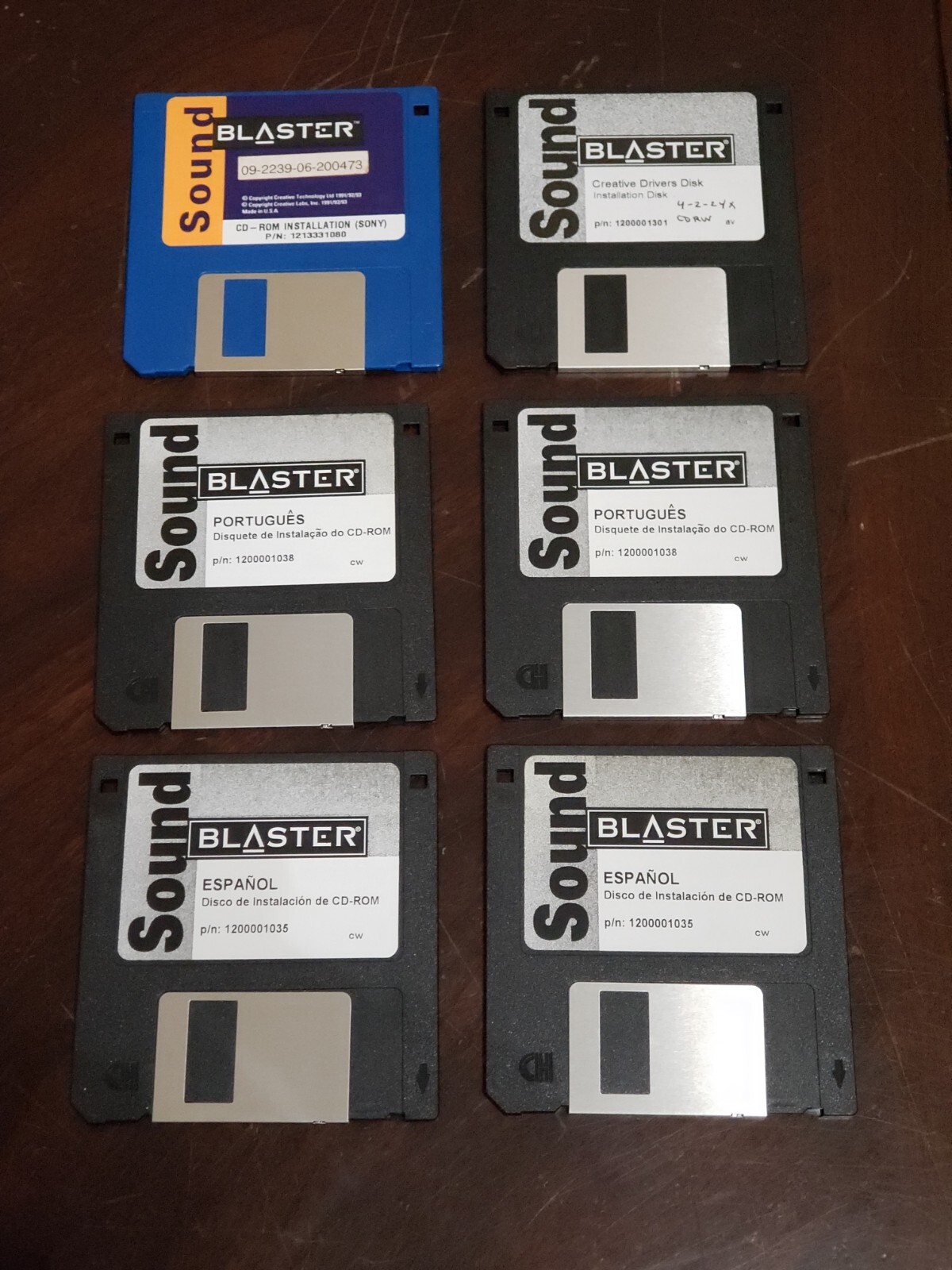 Lot Of 6 Sound Blaster Disks Creative Drivers & Install 3.5" Potugues Espanol