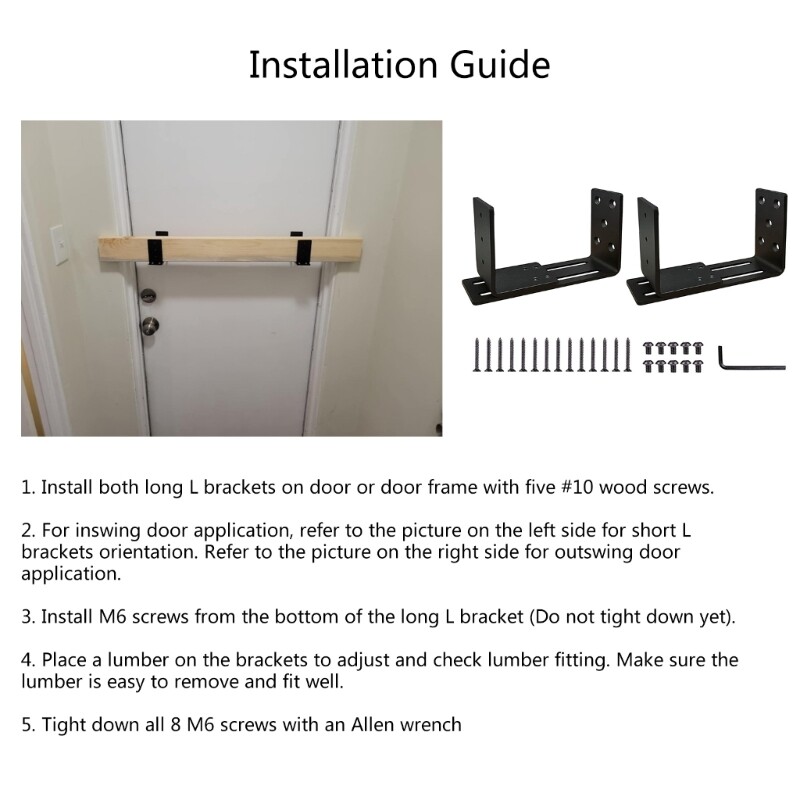 Durable Door Support Bracket Adjustable Door Barricades Bracket set for Outswing