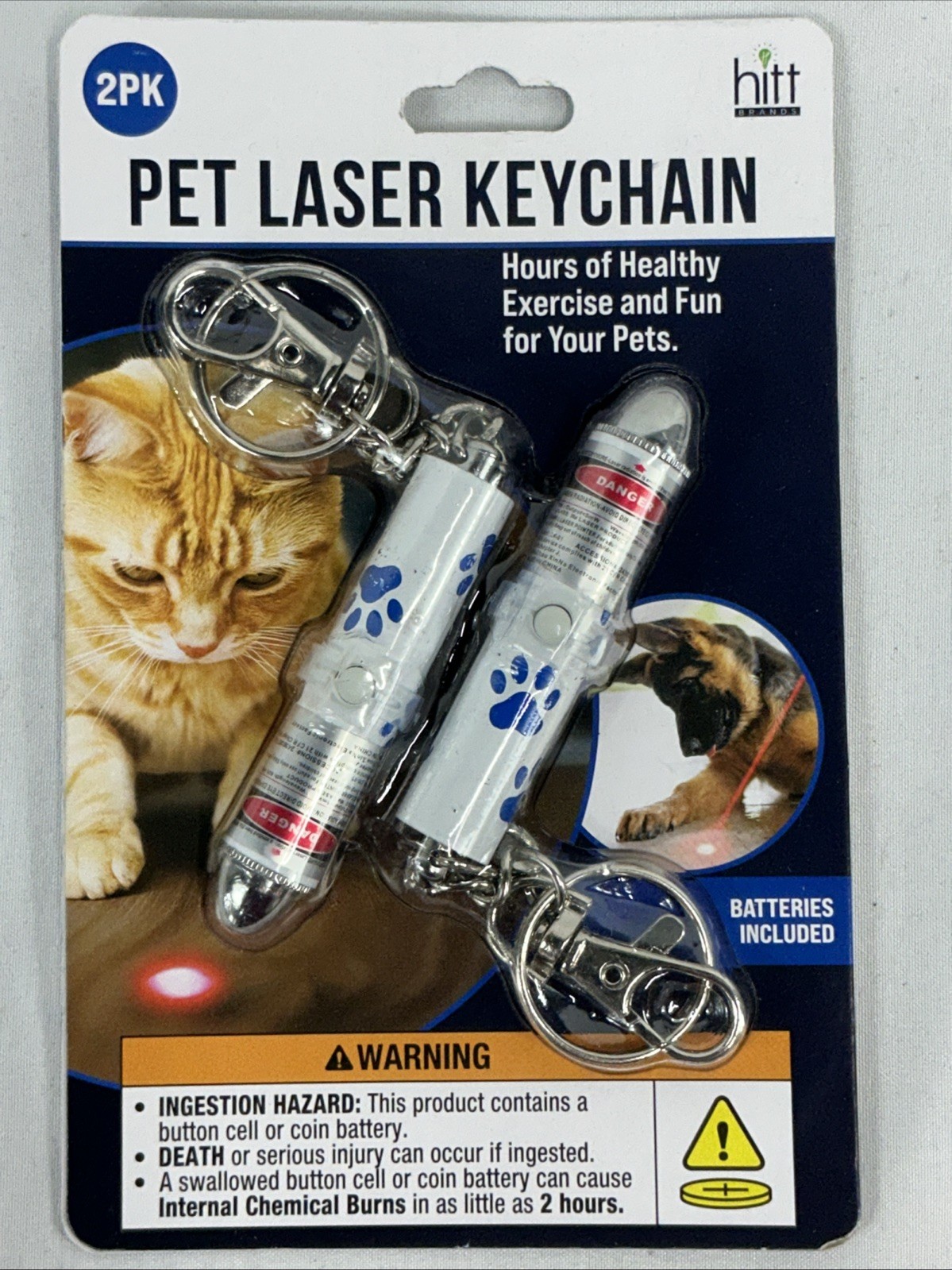 4 Pack Cat Laser Pointer Keychain Pet Teaser Laser 8 Lasers W/ Batteries