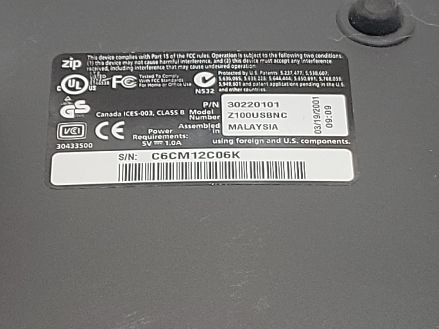 IOMEGA Zip 100 External Hard drive - untested - No returns