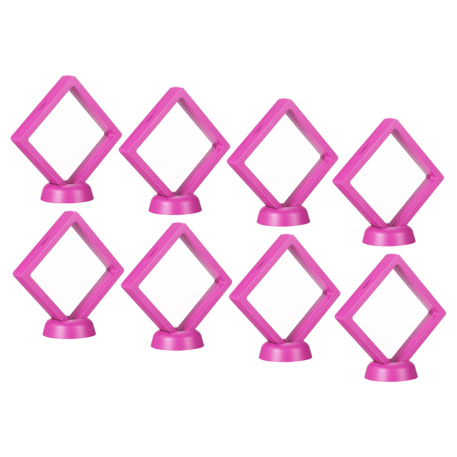 3D Floating Display Frame Coin Jewelry Case with Base 3.5" x 3.5" Pink 8pcs