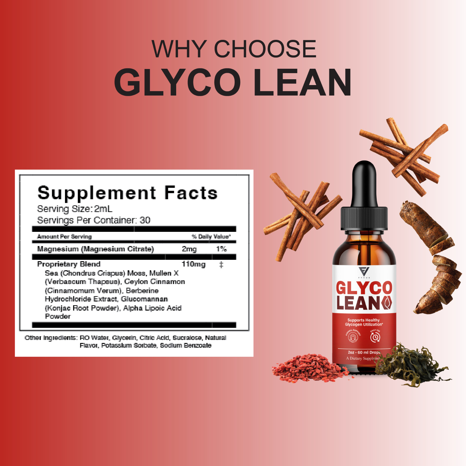 Glyco Lean Drops, GlycoLean Premium Liquid Drop Supplement (2oz)