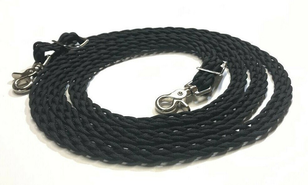 flat braided reins western paracord rein horse tack black rein