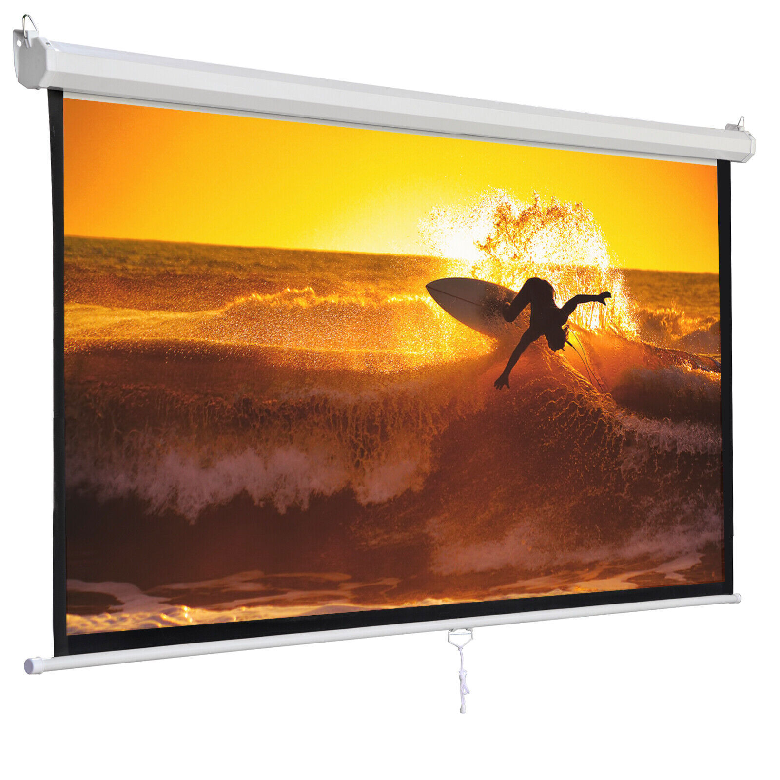 1:1 Projection Projector Screen Manual Pull Down Matte HD Movie Theater 120"