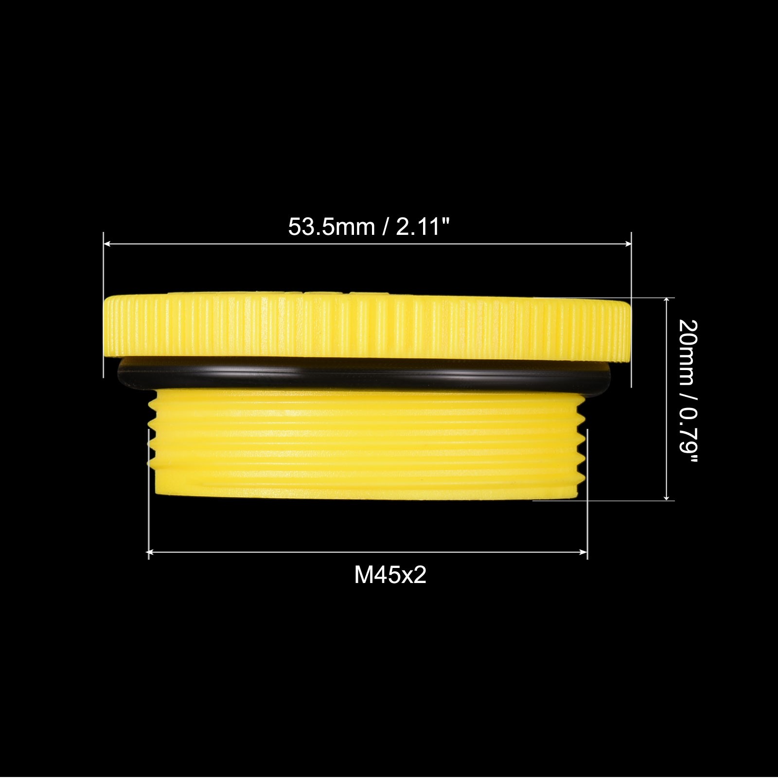 2pcs M45x2 Hold Plugs Plastic Male Thread Hex Socket Sealing End Cap, Yellow