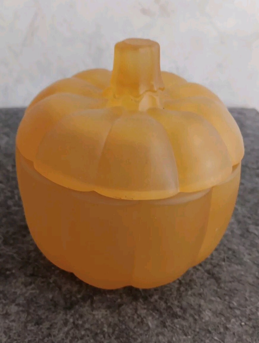 Orange Frosted Satin Glass Pumpkin Fall Decor. Thanksgiving &Halloween Holidays.