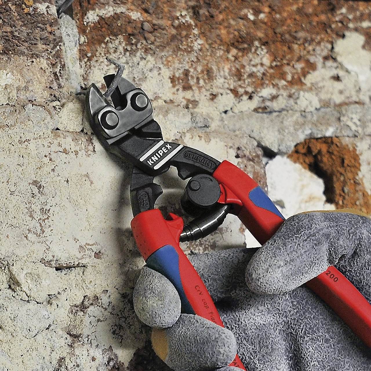 Knipex 7122200TBKA 8" Angled High Leverage Cobolt Cutters, Tether Attachment