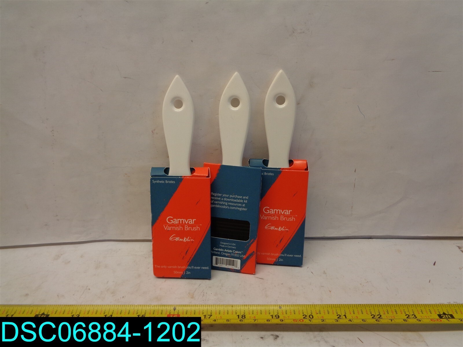 QTY=1 SET OF 3 : Gamblin GAMVAR Varnish Brush Clear Coat 2"
