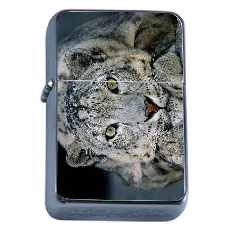 Snow Leopard Em1 Flip Top Oil Lighter Wind Resistant