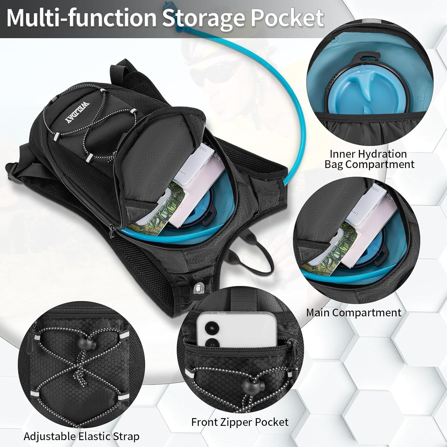 Hydration Backpack with Leak Proof Water Bladder, Lightweight Hydro Water Day...
