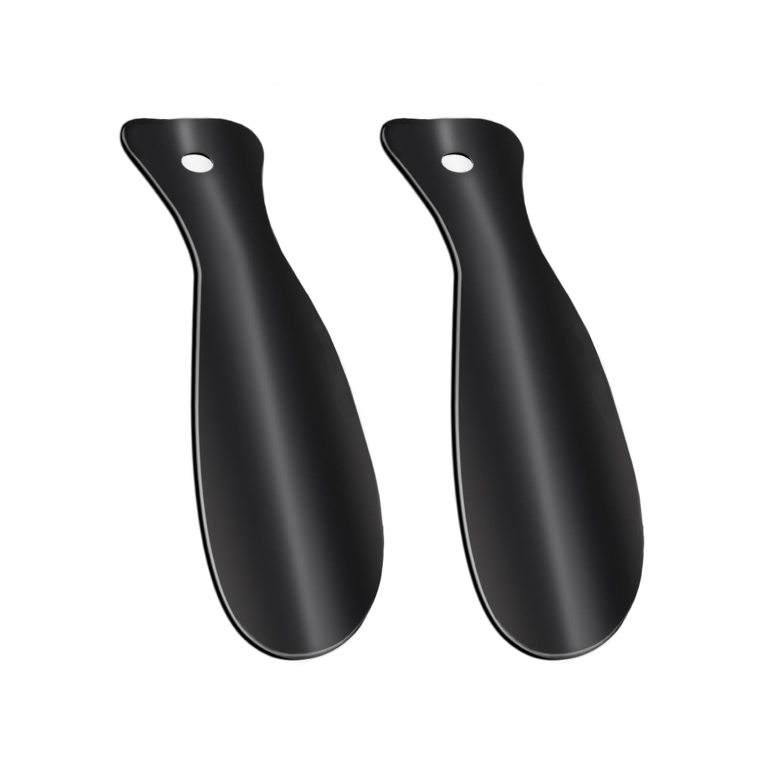 2 Pack Metal Shoehorns, 7.3 Inches Portable Black Metal Shoe Horns for Travel...