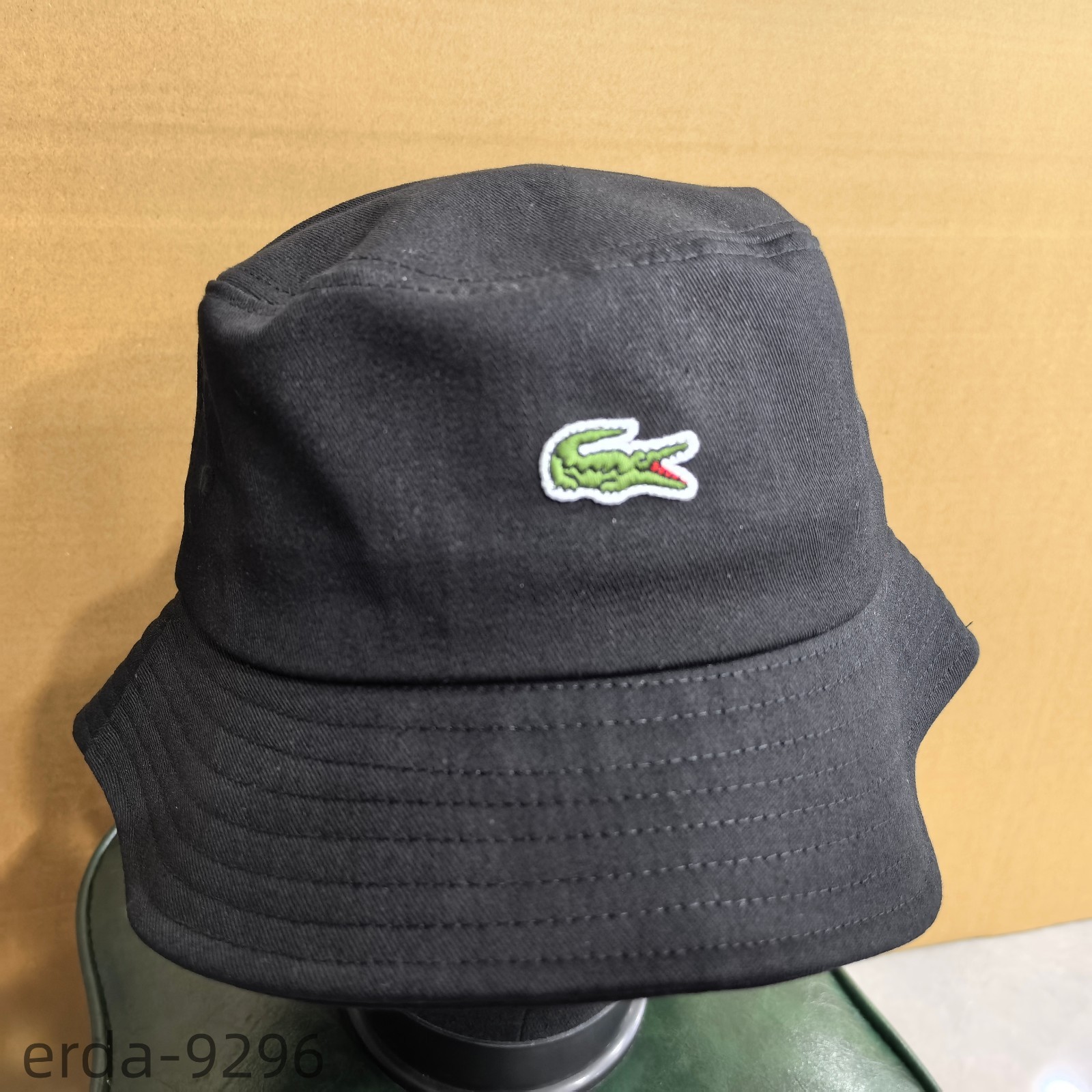 LACOSTE patterned outdoor casual bucket hat, black unisex