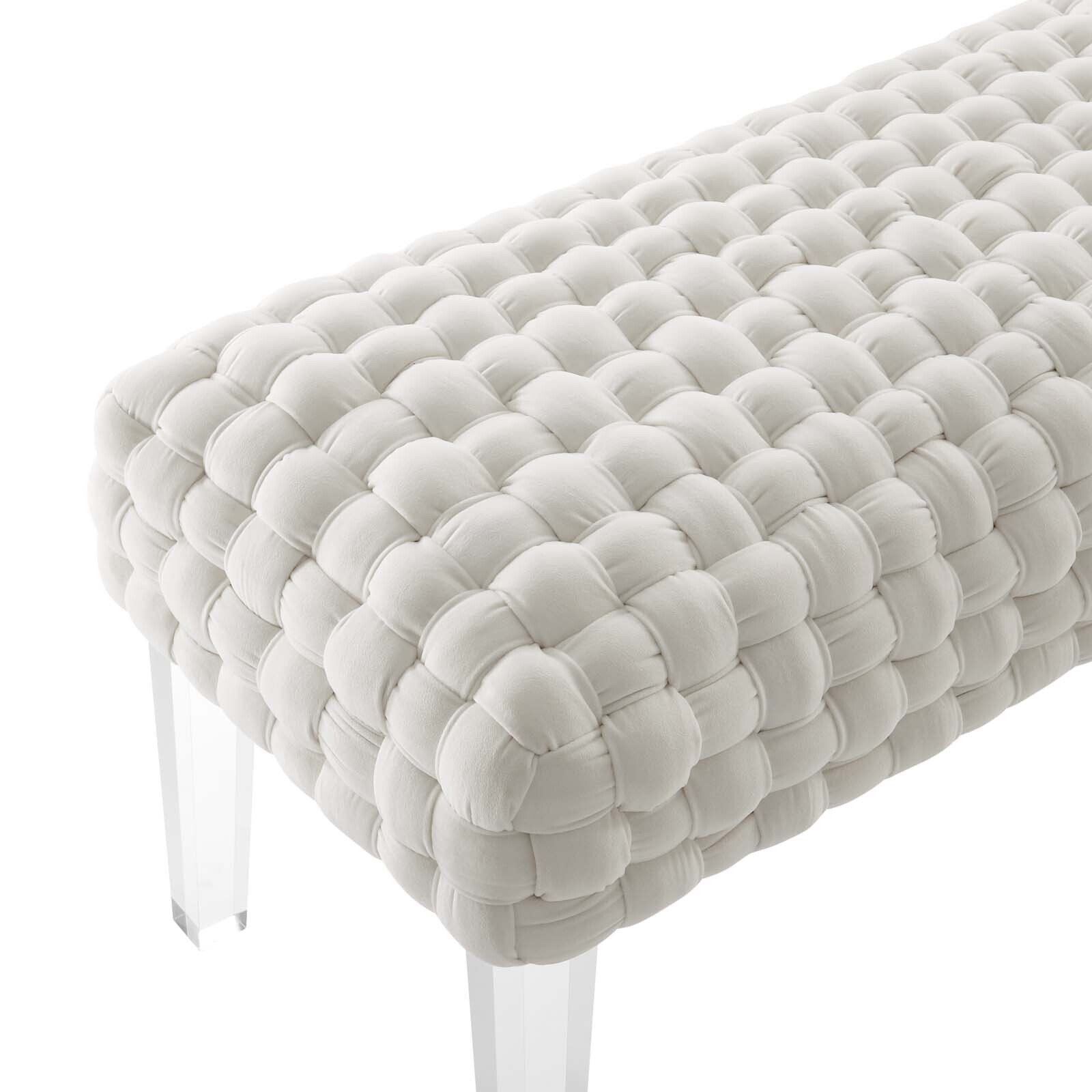 Modway Prologue Braided Velvet Ottoman in White