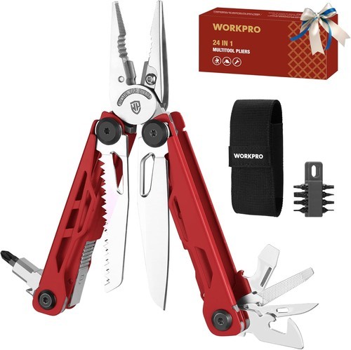 WORKPRO 24-in-1 Mutitool Multitool Pliers with Pocket Knife and Screwdrivers New