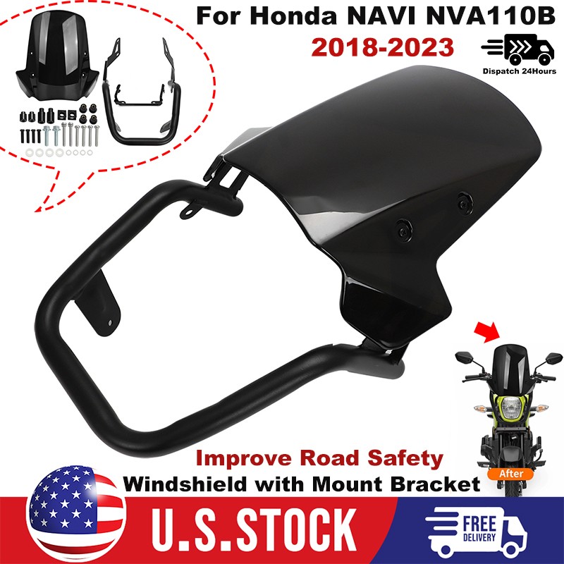 For Windshield Windscreen Kit For Honda NAVI 110 NVA110 2018-23 w/ Mount Bracket