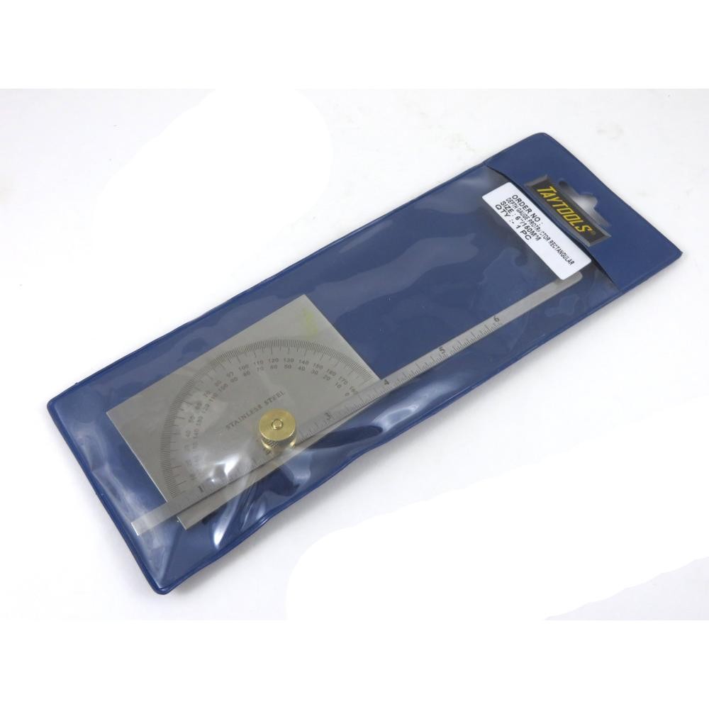 Taytools 6" Rectangular Head Depth Gauge Protractor Stainless Steel Brass Knob