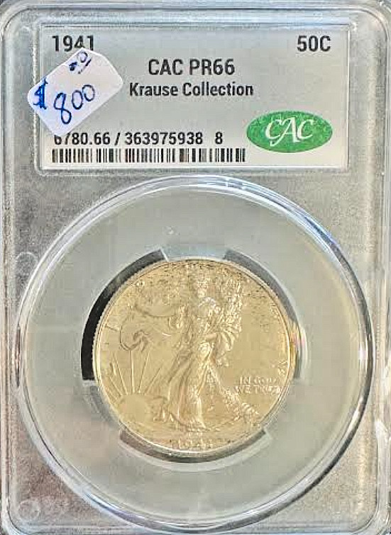 1941 Walking Liberty Half Dollar, CAC PR66 Proof- Krause Collection