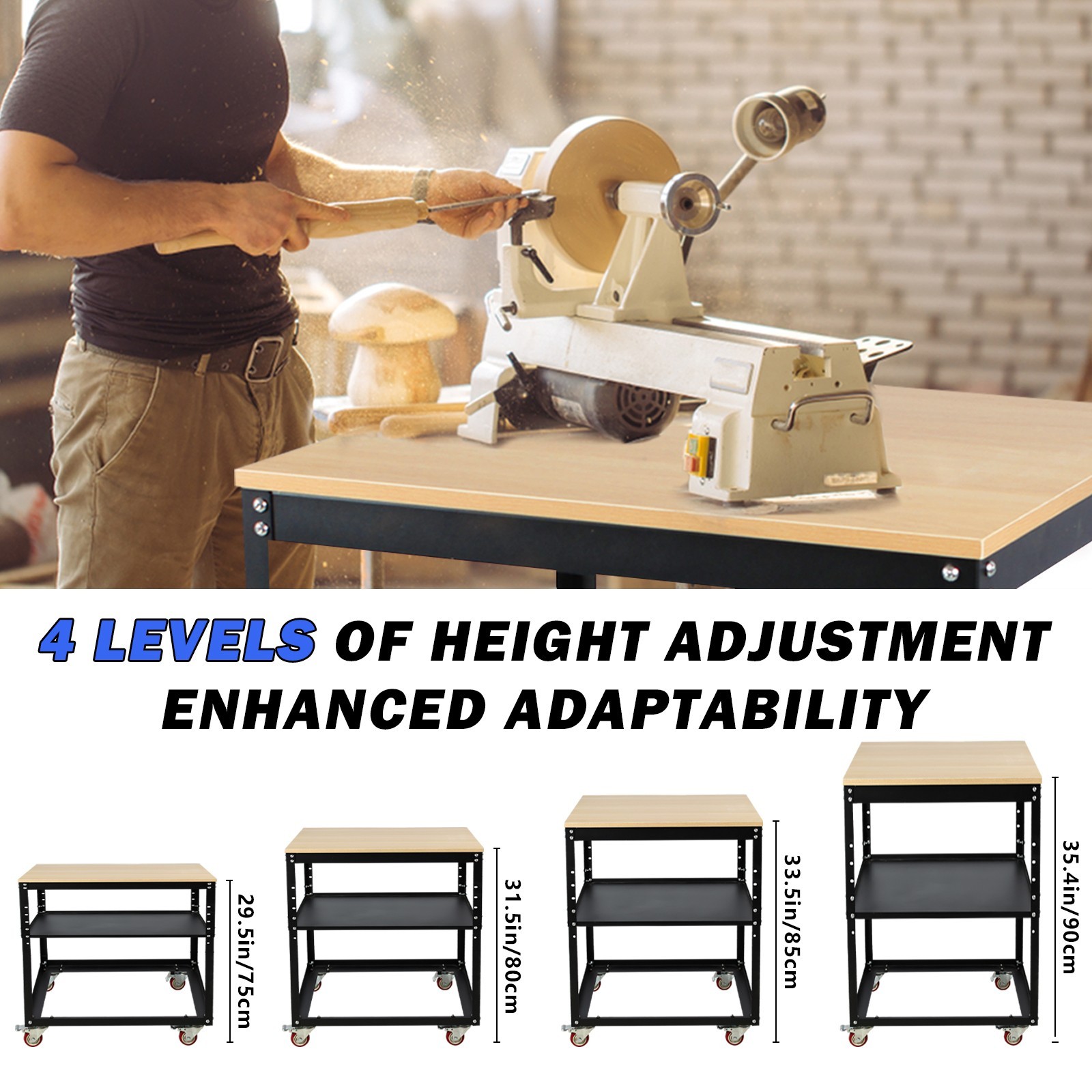 Height Adjustable Planer Stand with Wheels,Power Tool Stand,Miter Saw Tool Stand