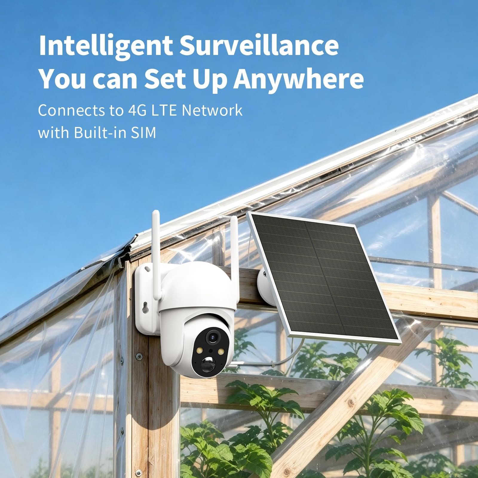ELYSOO 2 Pack 4G LTE Cellular Security Cameras, Solar Powered 2Pack, White