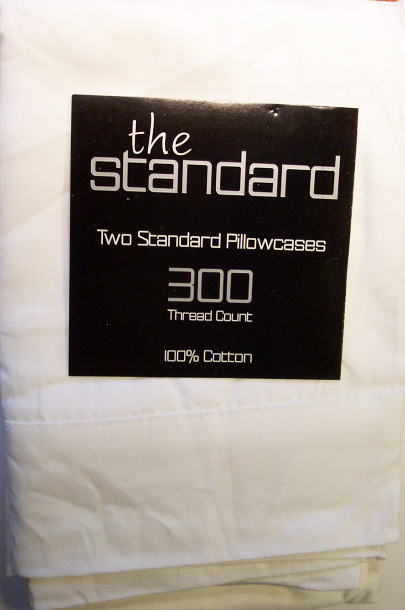 New White 100% Cotton 300 Thread Standard Pair Cuffed Pillow Cases