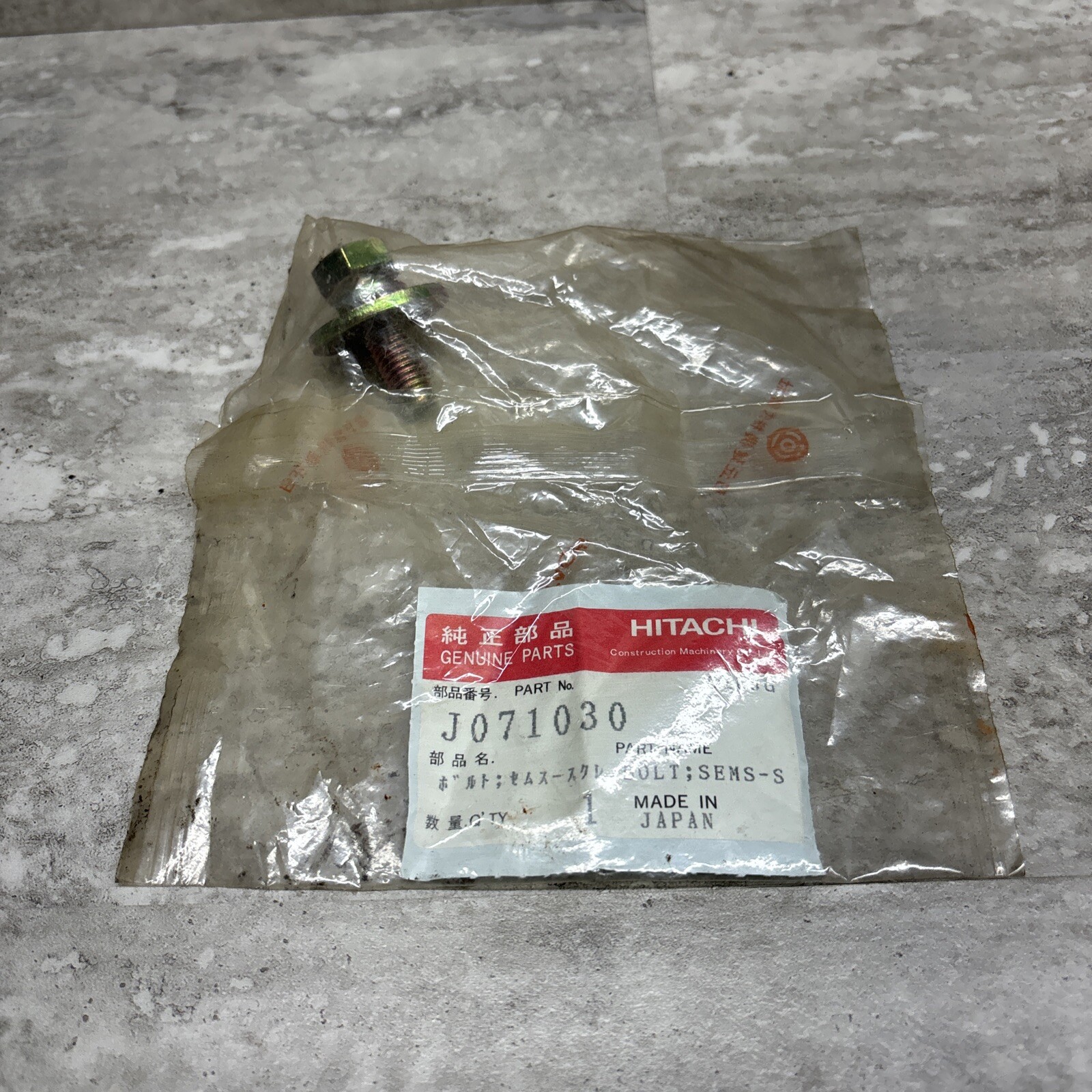 OEM Hitachi J071030 Bolt With Flat Washer & Lock Washer, New