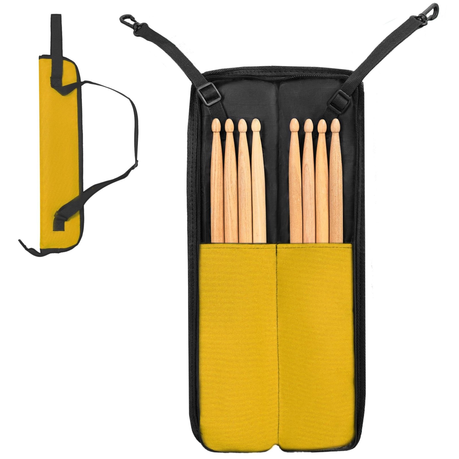 Drumstick Bag, Small Drumstick Storage Case, Hanging Drumstick Rack Bag (Yell...