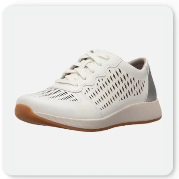 Dansko Charlie White Leather Sneaker, Women's Comfort Shoe