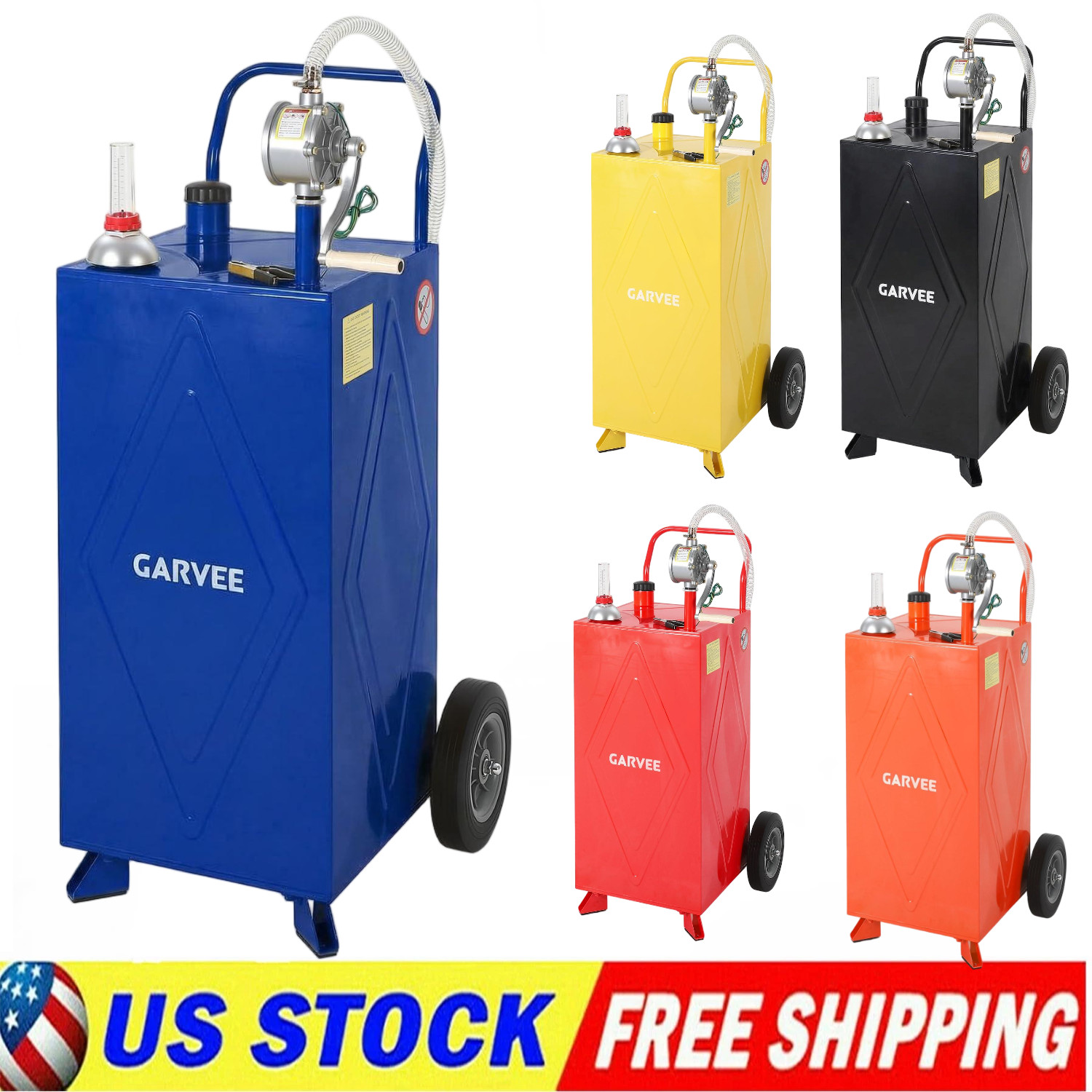 🔥30/35 Gallon Fuel Caddy Portable Gas Tank Diesel Fuel w/ Transfer Pump Wheels