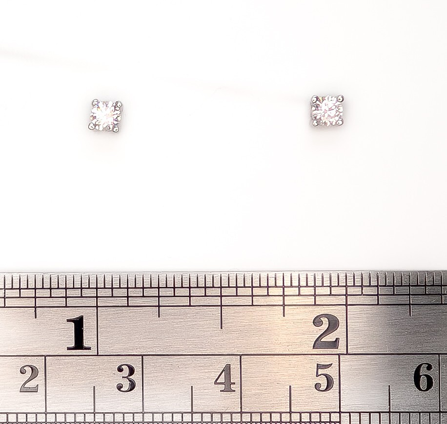 3 mm Round Lab Created Diamond Sterling Silver Screwback Small Stud Earrings