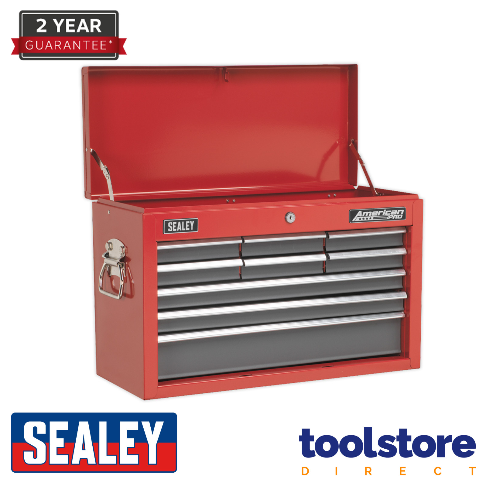 Sealey AP22509BB 9 Drawer Topchest with Ball-Bearing Slides - Red/Grey