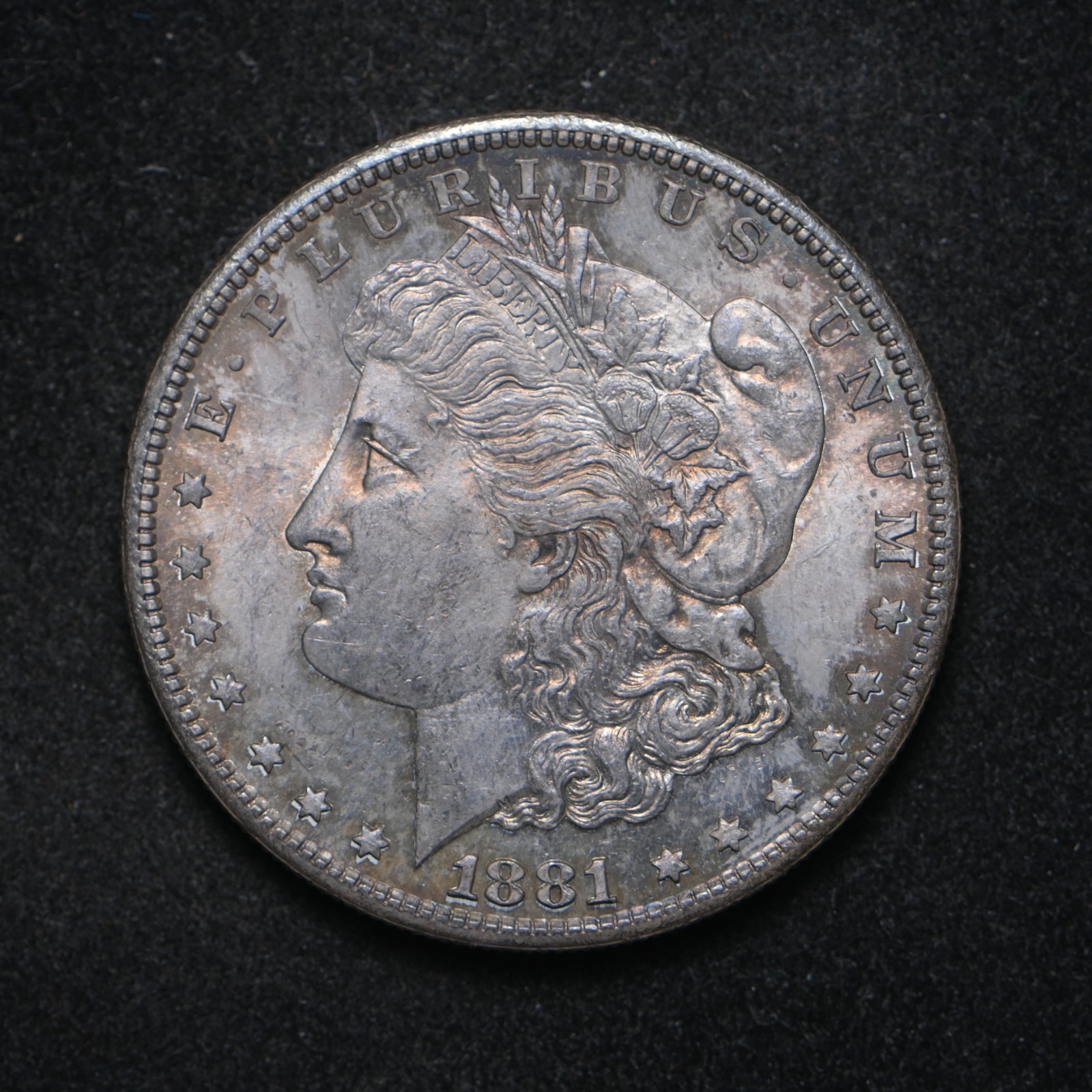 1881-S Morgan Silver Dollar Toned BU++ (cn16091)