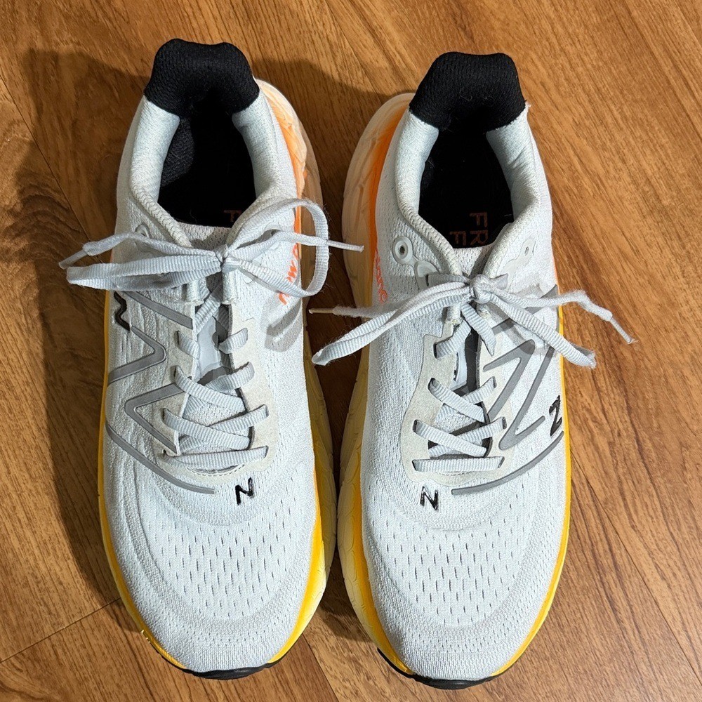 New Balance Fresh FoamX More 4V Aluminum Gray Neon Dragonfly Marigold Sneakers D