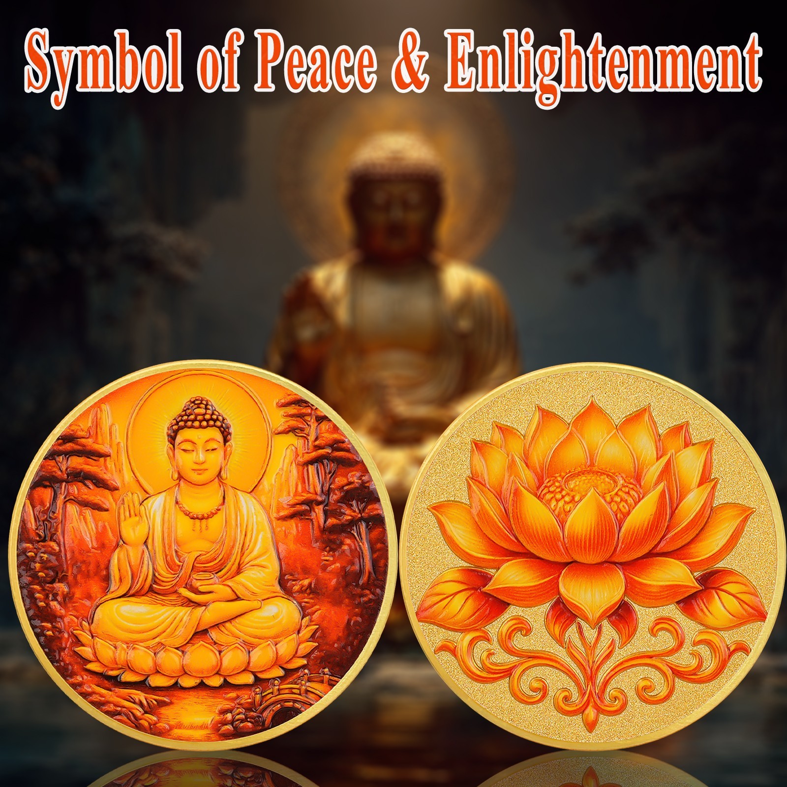 Lotus Buddha Lucky Coin Buddha's Compassion Religious Buddhism Collectible Coin