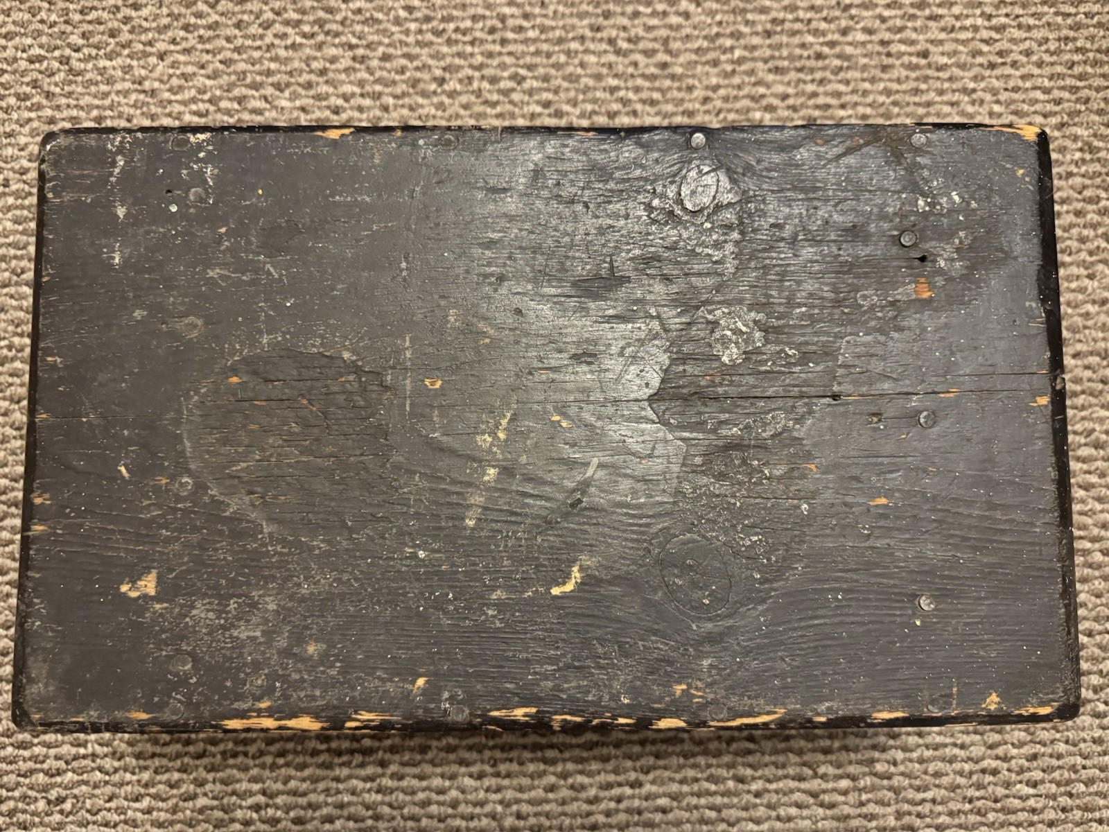 Vintage Primitive Wooden Step Stool Foot Stool Black