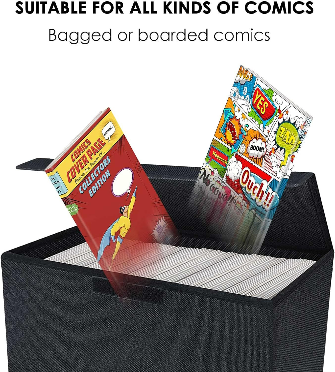 Comic Book Storage, Box 15.5" X 7.5" X 11.3", Collapsible Comic Short Box with L